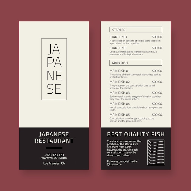 Elegante japans restaurant rekkaart