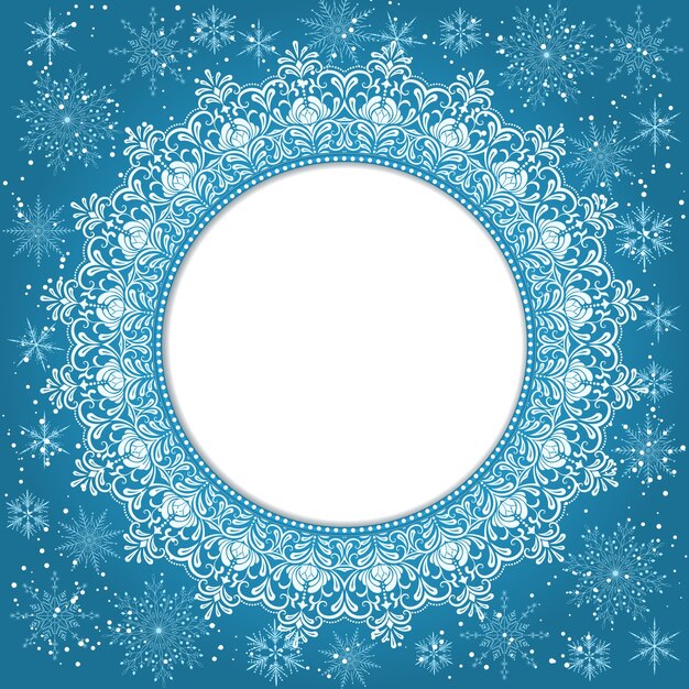 Elegante Kerst achtergrond met sneeuwvlokken en plaats voor tekst. Abstracte winterachtergrond. Vectorillustratie.