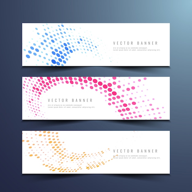 Gratis vector elegante kleurrijke halftone banners