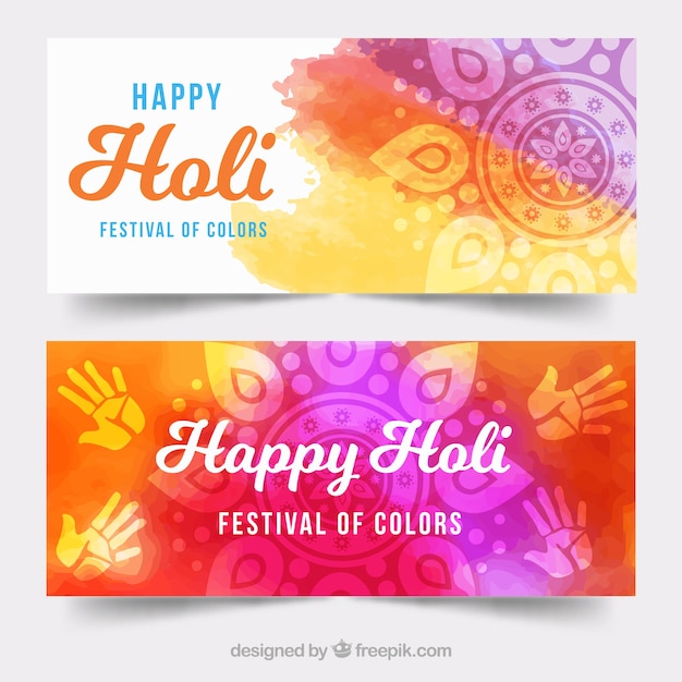 Elegante kleurrijke holi festival banners