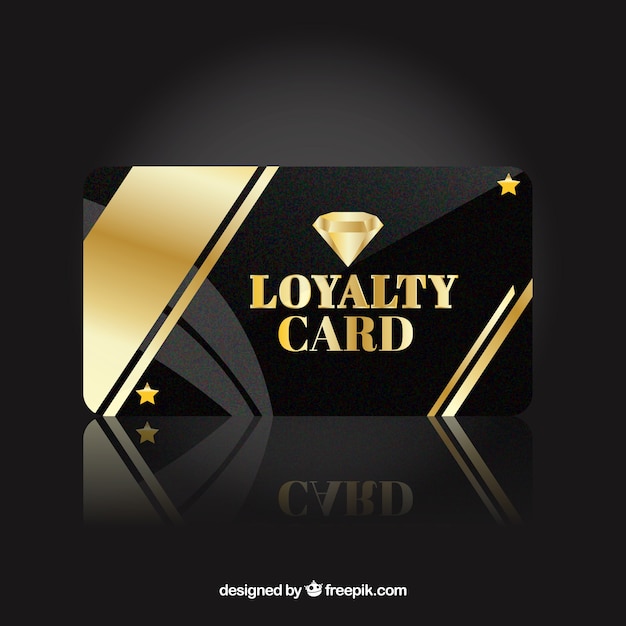 Gratis vector elegante loyaliteitskaart sjabloon met gouden stijl