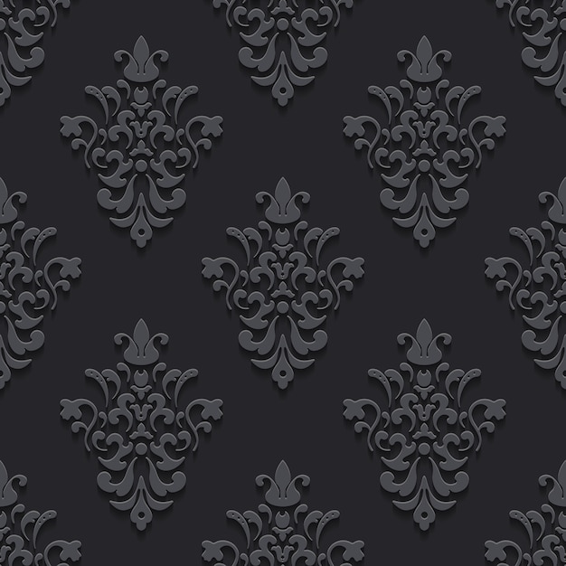 Gratis vector elegante luxetextuur zwart met schaduwen. patroon naadloze achtergrond, eindeloos en herhaling, vectorillustratie