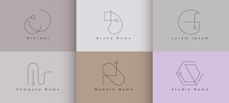 Gratis Vector elegante minimale logo-ontwerpset van zes