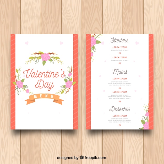 Elegante moderne valentijnskaart menu concept