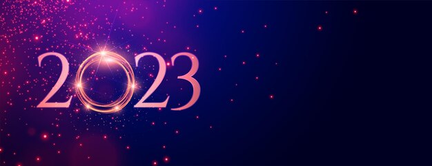 Gratis vector elegante nieuwjaarsbanner van 2023 met licht frame