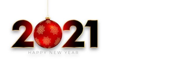 Gratis vector elegante nieuwjaarsbanner voor 2021 met chirstmas-bal