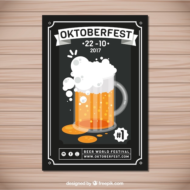 Gratis vector elegante oktoberfest poster met bierglas