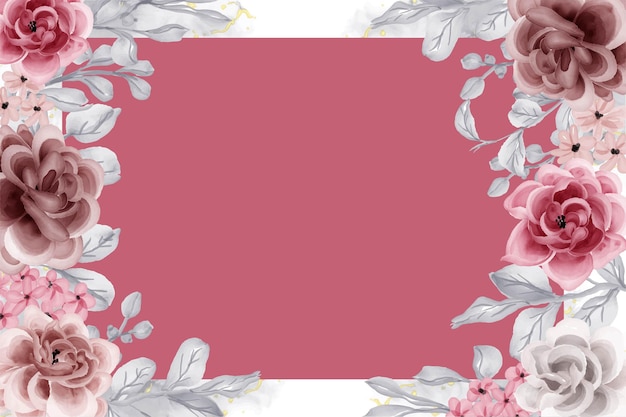 Elegante roze en kastanjebruine roze bloem aquarel achtergrond