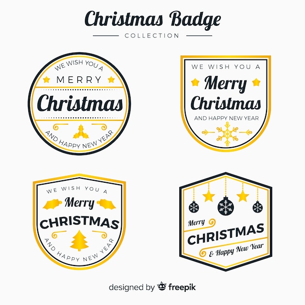 Gratis vector elegante set van gouden kerst labels