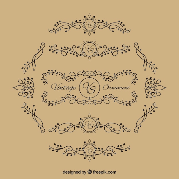 Gratis vector elegante set van vintage ornamenten