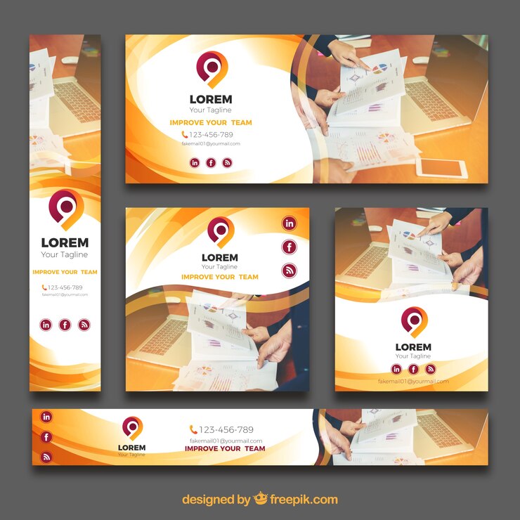 Gratis Vector elegante set van zakelijke banners