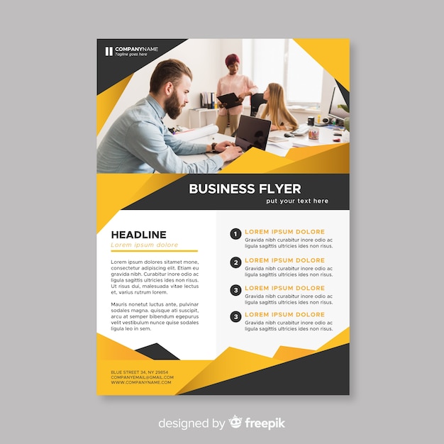 Elegante sjabloon voor business flyer met platte ontwerp