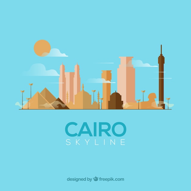 Elegante skyline van Caïro met plat ontwerp