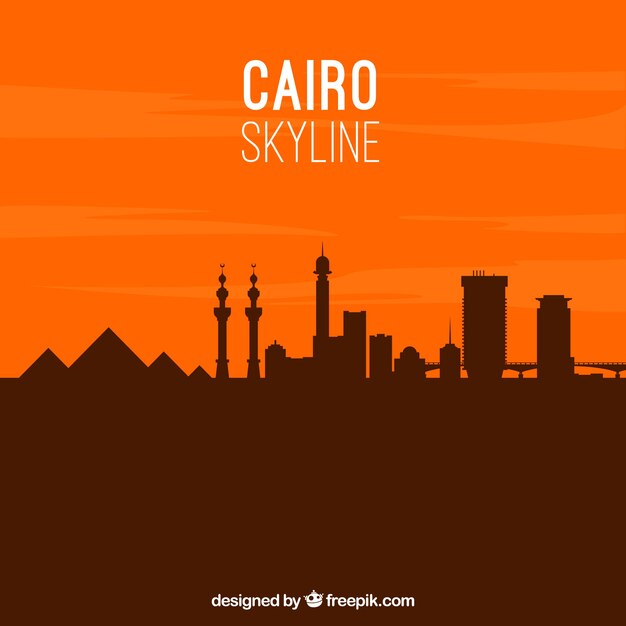 Elegante skyline van Caïro met plat ontwerp