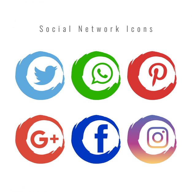 Elegante sociale netwerk iconen set