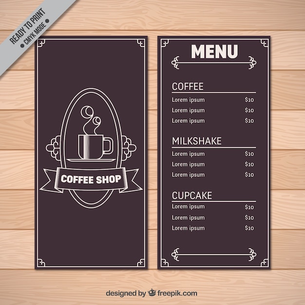 Gratis vector elegante uitstekende cafe menu