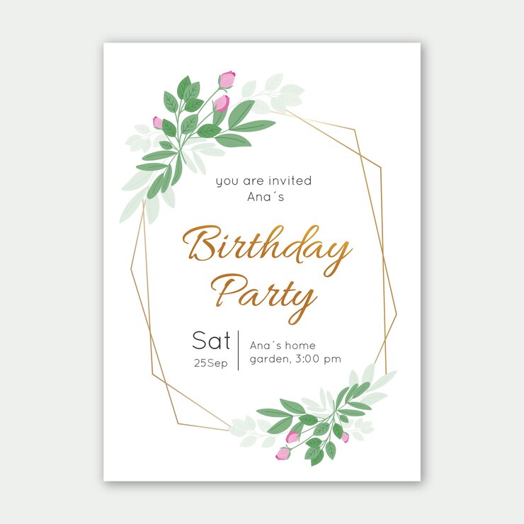 Gratis Vector elegante verjaardag uitnodiging kaartsjabloon