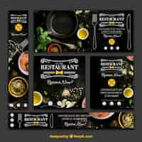 Gratis vector elegante verscheidenheid aan restaurantbanners