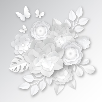 Elegante witte papieren snijbloemen