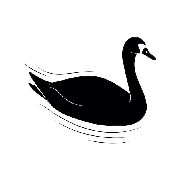 Elegante zwaan sillhouette illustratie op meer
