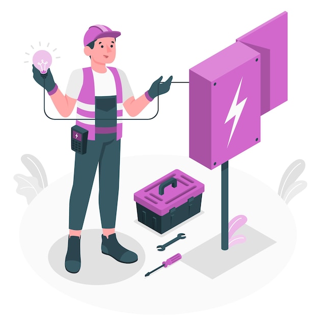 Gratis vector elektricien concept illustratie