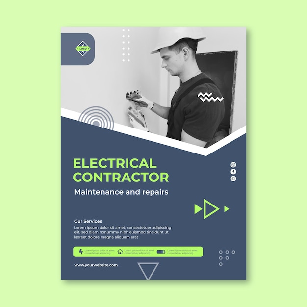 Gratis vector elektricien verticale flyer-sjabloon