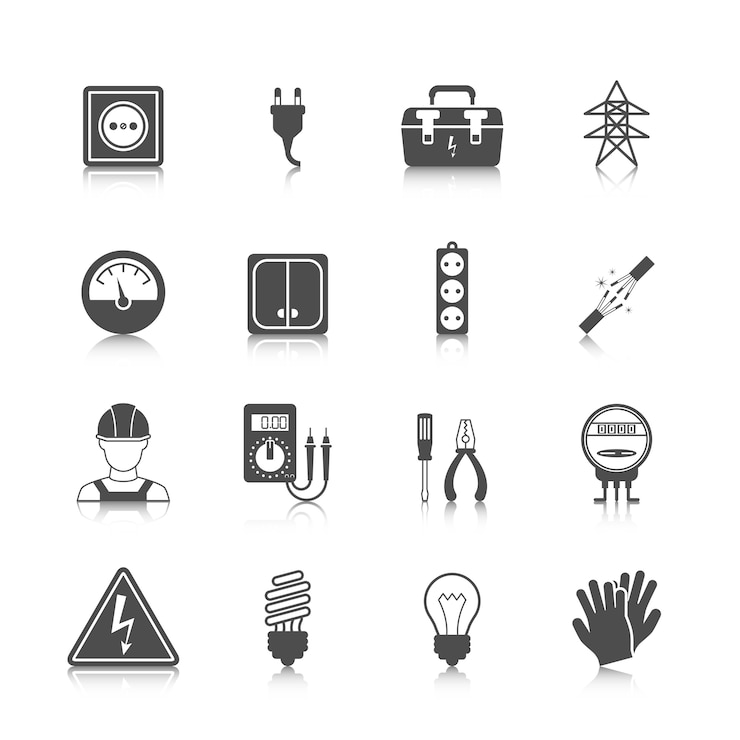 Gratis Vector elektriciteit pictogrammen collectie