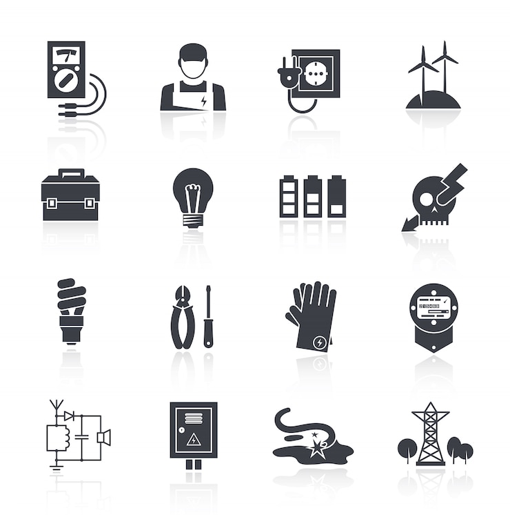 Gratis Vector elektriciteitspictogram zwart