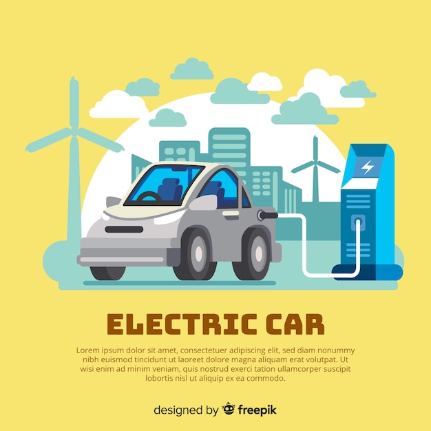 Gratis vector elektrische auto achtergrond sjabloon