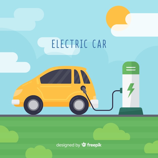 Gratis vector elektrische auto achtergrond