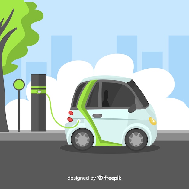 Gratis vector elektrische auto achtergrond