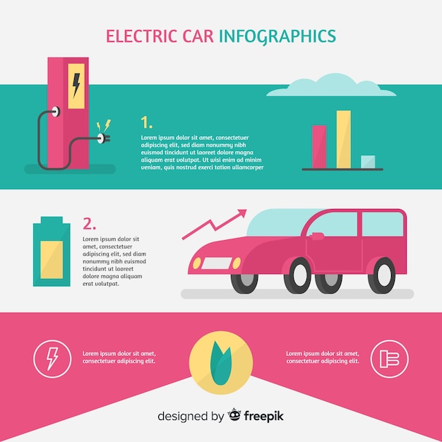 Gratis vector elektrische auto infographic