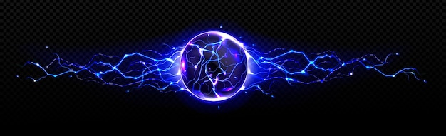 Gratis vector elektrische bal met ontlading slaat bliksem in