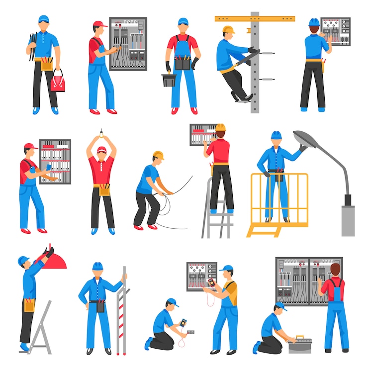 Gratis Vector elektrische mensen decoratieve icons set