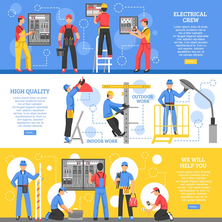 Gratis Vector elektrische werken horizontale banners