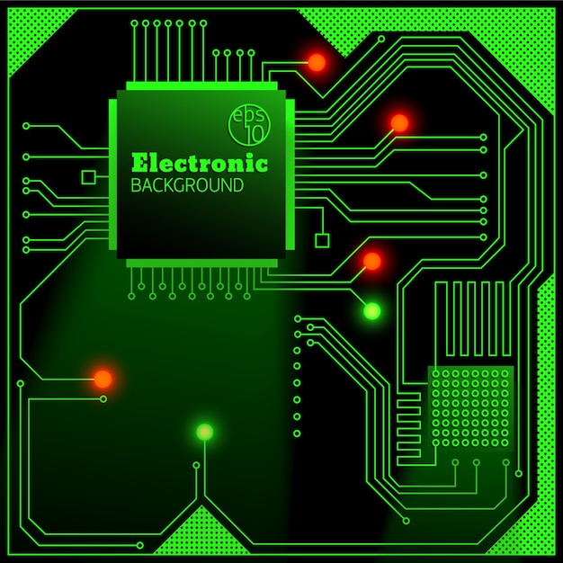 Elektronisch bord met felle lichten achtergrond