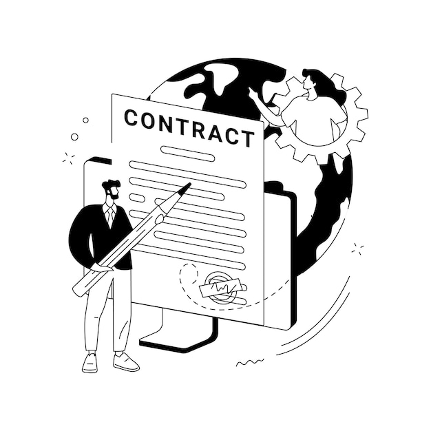 Gratis vector elektronisch contract abstract concept vectorillustratie