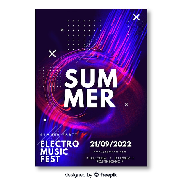 Gratis vector elektronische muziek festival poster sjabloon