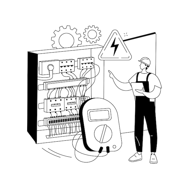 Elektrotechnologie abstract concept vectorillustratie certificering in elektrotechnologie elektrotechniek praktijk industriële wetenschap macht systeem ontwerp elektronica abstracte metafoor