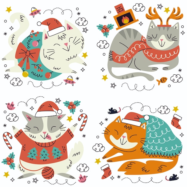 Elementen van Kerstmis Stickers Collection