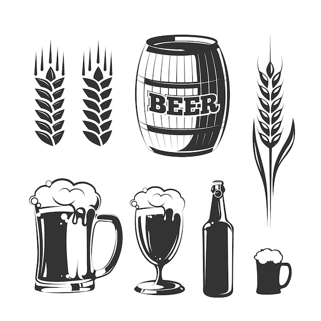 Gratis vector elementen voor vintage bierfestivallabels en emblemen.