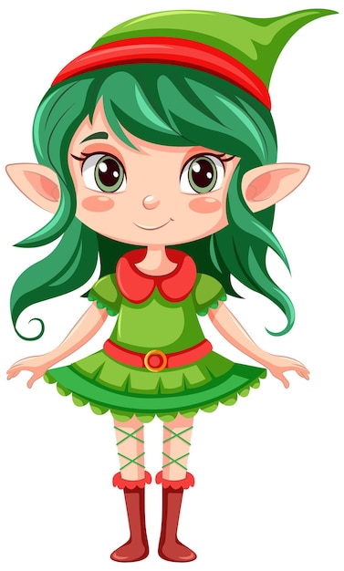 Gratis vector elf meisje kerst stripfiguur