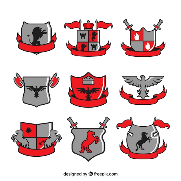 Gratis vector emblemen van ridders collectie