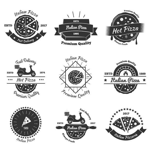 Emblemen voor warme pizza's