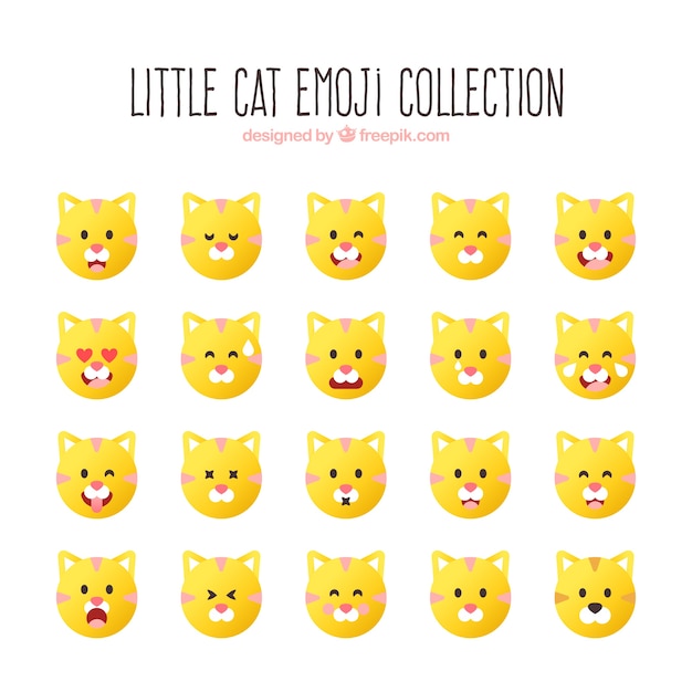 Gratis vector emoji collectie van kleine kat