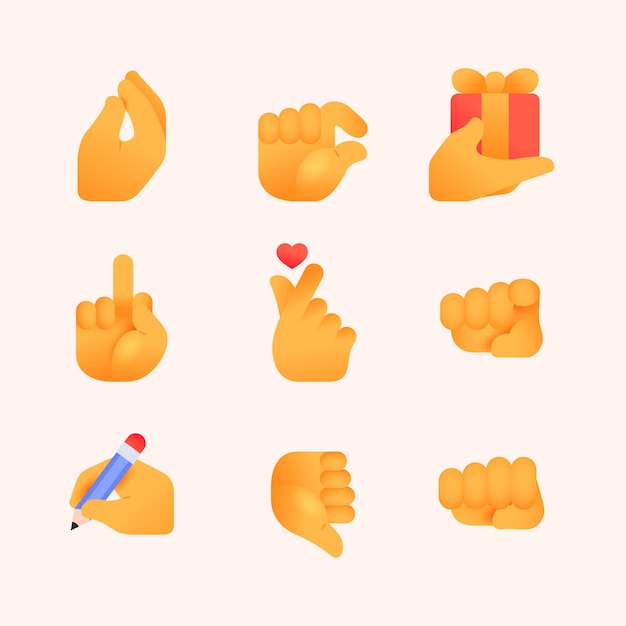 Emoji handen elementenset