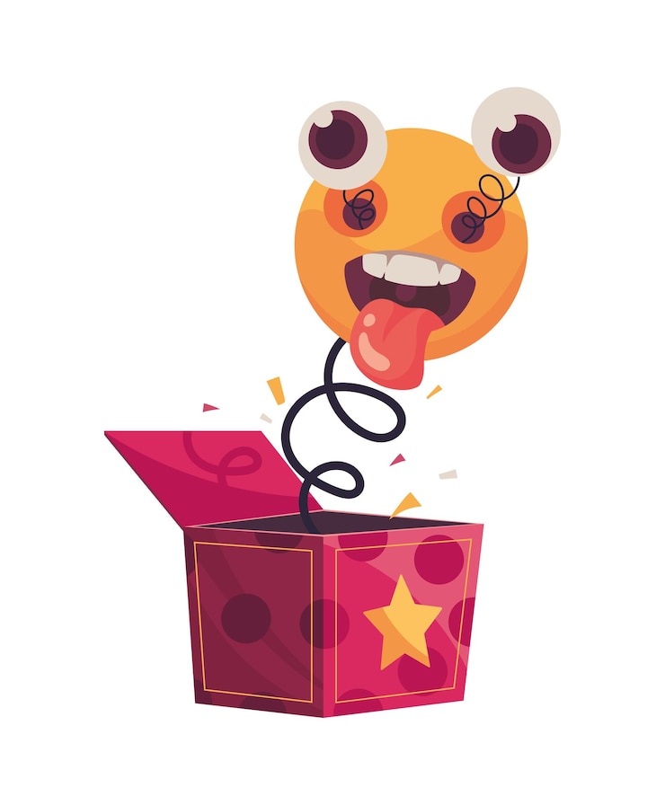 Gratis Vector emoji in de doos dwazen dag pictogram geïsoleerd