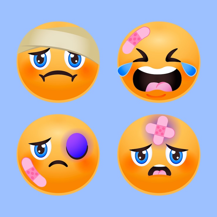 Gratis Vector emoji met gekwetst gezicht