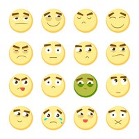 Gratis vector emoticon set verzameling van emoji 3d emoticons smiley face iconen geïsoleerd op een witte achtergrond vector