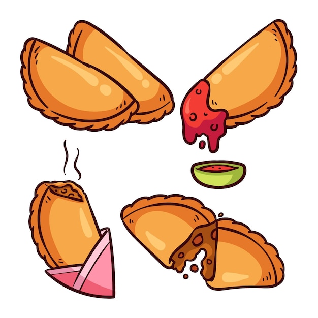 Gratis vector empanada met heerlijke saus collectie